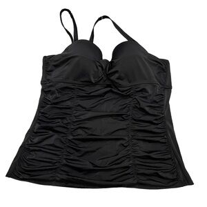 Torrid women’s ruched tankini swim top size 3X black NO underwire